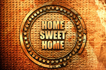 home sweet home, 3D rendering, text on metal