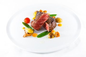 marble beef stake vegetables