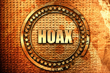 hoax, 3D rendering, text on metal