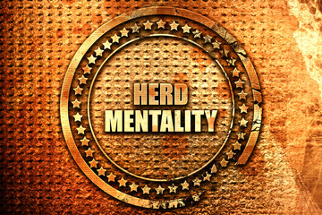 herd mentality, 3D rendering, text on metal