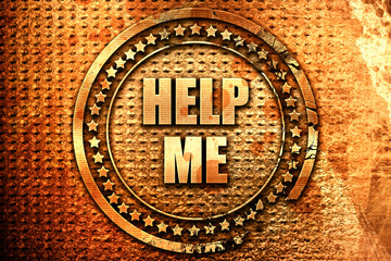 help me, 3D rendering, text on metal