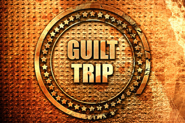 guilt trip, 3D rendering, text on metal