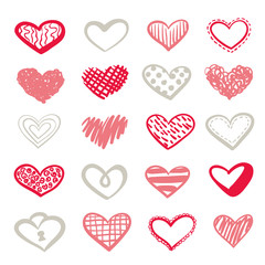 St Valentine s Day clipart. Hand drawn vector cute hearts set for greeting cards design.