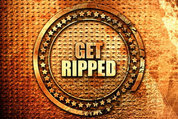 get ripped, 3D rendering, text on metal