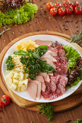 Meat plate with cheese