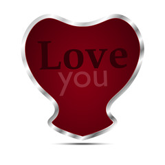 Red stickers LOVE YOU with metal rim
