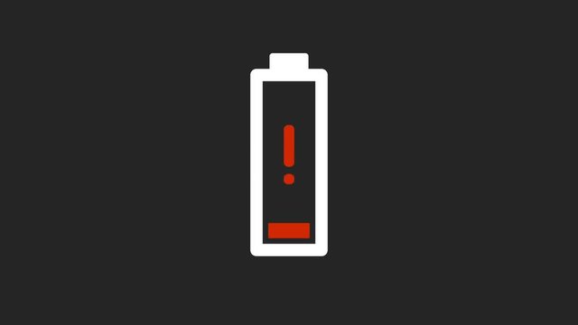 Battery discharging and charging notification animation. Looping discharging from full to empty, and charging from empty to full.