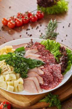 Meat plate with cheese