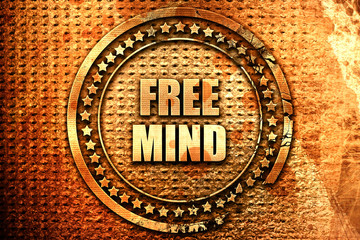 free mind, 3D rendering, text on metal
