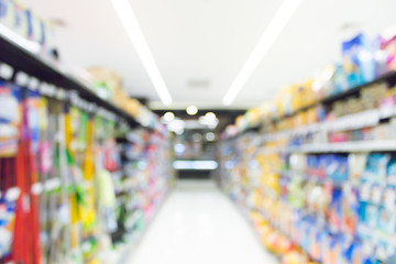 Abstract blur supermarket in shopping mall for background