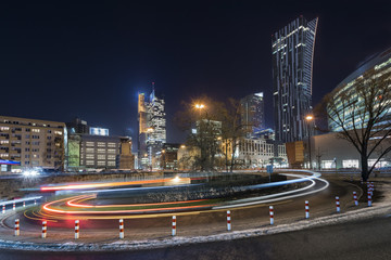 Night view of  Warsaw  Financial Center