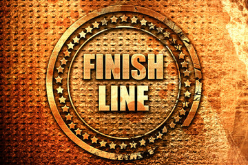 finish line, 3D rendering, text on metal