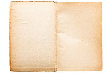 Open old book isolated.