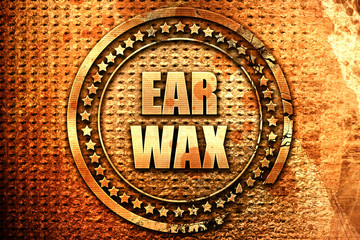 ear wax, 3D rendering, text on metal
