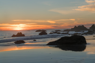 Fiery Sunset at El Matador State Beach near Malibu California