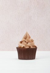 Homemade Birthday Cupcake On A Table. Copy Space.
