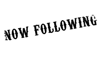 Now Following rubber stamp. Grunge design with dust scratches. Effects can be easily removed for a clean, crisp look. Color is easily changed.