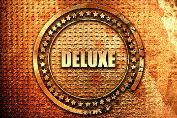 deluxe, 3D rendering, text on metal