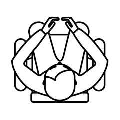 business person sitting in armchair vector illustration design