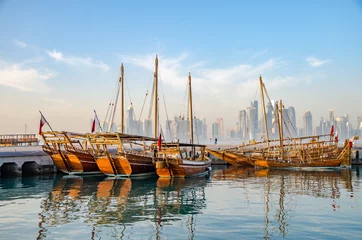 Fotobehang Old style ships in Doha, Qatar © Jorn Tveten