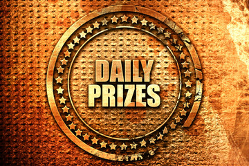 daily prizes, 3D rendering, text on metal