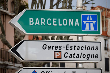 Obraz premium Panneaux Barcelone, autoroute, Catalogne