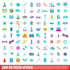 Fototapeta premium 100 hi-tech icons set, cartoon style