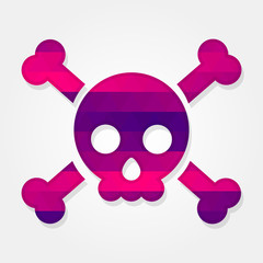 Skull shape with a colored triangles forming a gradient, purple to pink..