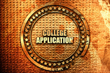 college application, 3D rendering, text on metal