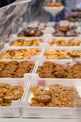 portugese cake on showcase in backery