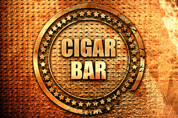 cigar bar, 3D rendering, text on metal