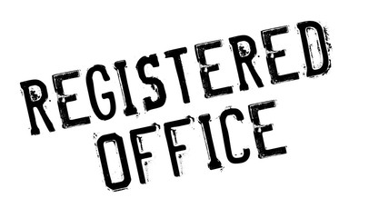 Registered Office rubber stamp. Grunge design with dust scratches. Effects can be easily removed for a clean, crisp look. Color is easily changed.