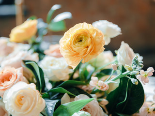 Floristics with roses and ranunculus