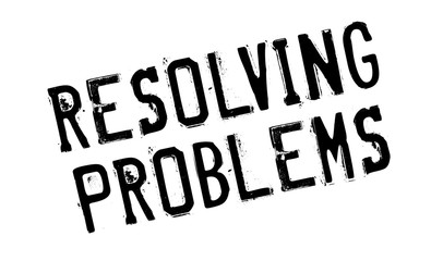 Resolving Problems rubber stamp. Grunge design with dust scratches. Effects can be easily removed for a clean, crisp look. Color is easily changed.