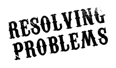 Resolving Problems rubber stamp. Grunge design with dust scratches. Effects can be easily removed for a clean, crisp look. Color is easily changed.