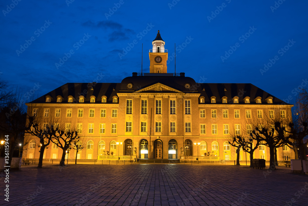 Wall mural townhall herne germany at night