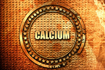 calcium, 3D rendering, text on metal