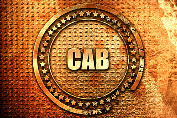 cab, 3D rendering, text on metal