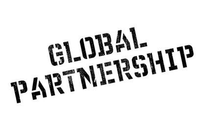 Global Partnership rubber stamp. Grunge design with dust scratches. Effects can be easily removed for a clean, crisp look. Color is easily changed.
