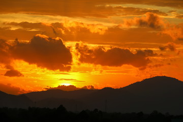 Sunset in sky and cloud,  beautiful colorful  twilight  time 