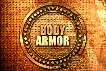 body armor, 3D rendering, text on metal