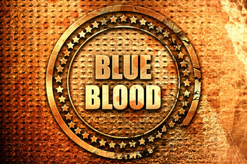 blue blood, 3D rendering, text on metal