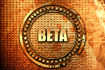 beta, 3D rendering, text on metal
