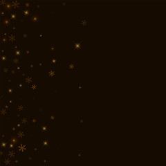 Sparse starry snow. Scatter left gradient on black background. Vector illustration.