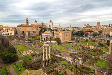 Fototapeta na wymiar Ancient ruins of forum in Rome