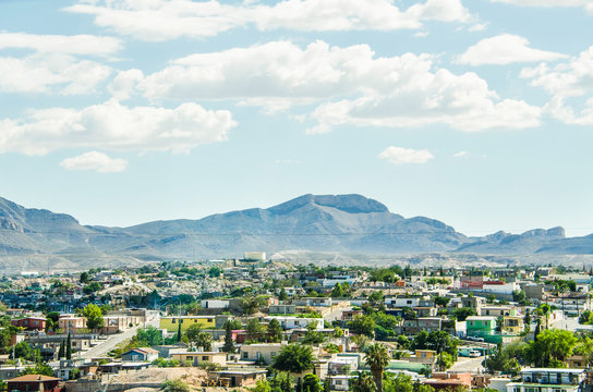 Ciudad Juárez in Mexico cityscape or skyline, viewed from borde