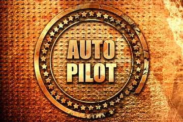 autopilot, 3D rendering, text on metal