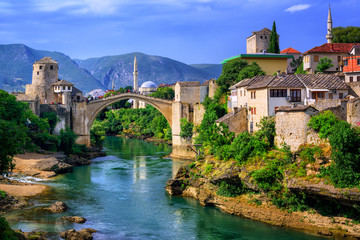 Oude brug Stari Most in Mostar, Bosnië en Herzegovina