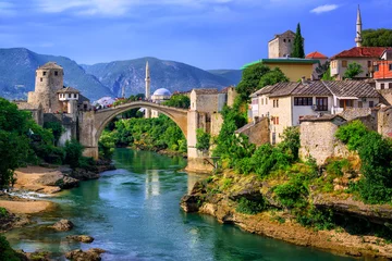Crédence de cuisine en verre imprimé Stari Most Vieux Pont Stari Most à Mostar, Bosnie-Herzégovine