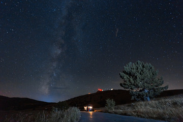 Milky Way above a road through Crimea